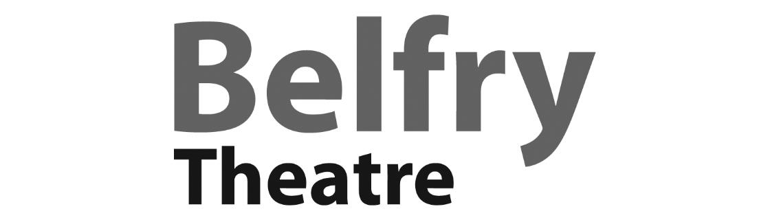 Belfry Theatre wordmark in sans serif, the word Belfry is larger and in grey on top.